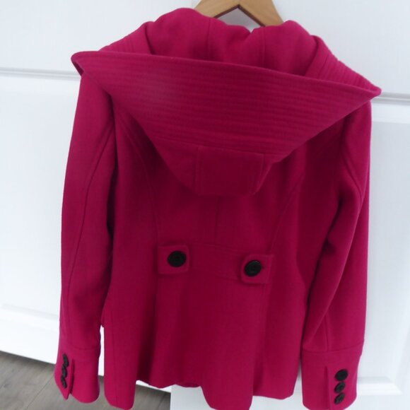 GUESS XS Fuchsia Hot Pink Wool Blend Peacoat - Picture 7 of 11